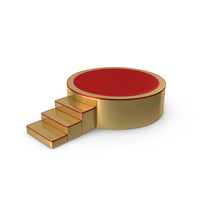Podium Stage Cylinder 3 Square Steps Gold PNG & PSD Images