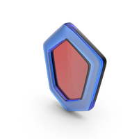 Blue & Red Glass Hexagonal Shield Symbol PNG & PSD Images