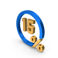 Circle 15 Percentage Gold PNG & PSD Images