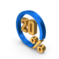 Circle 20 Percentage Gold PNG & PSD Images