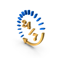 Round Clock Time 24 7 Gold PNG & PSD Images
