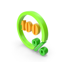 Green & Yellow Round 100% Symbol PNG & PSD Images