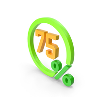 Green & Yellow Round 75% Symbol PNG & PSD Images