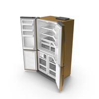 Gold Fridge Open Doors PNG & PSD Images