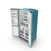 Blue Fridge Open Doors PNG & PSD Images