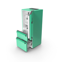Green Fridge With Open Doors PNG & PSD Images