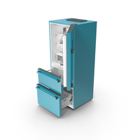 Blue Fridge Open Doors PNG & PSD Images
