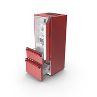 Red Fridge Open Doors PNG & PSD Images