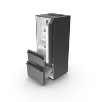 Black Fridge With Open Doors PNG & PSD Images