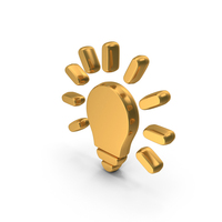 Metallic Gold Idea Bulb Glow Symbol PNG & PSD Images