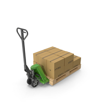Green Hand Pallet Truck With Boxes PNG & PSD Images