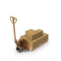 Copper Hand Pallet Truck With Boxes PNG & PSD Images