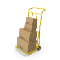 Yellow Hand Truck With Boxes PNG & PSD Images