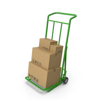 Green Hand Truck With Boxes PNG & PSD Images