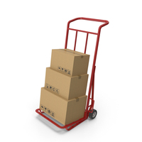Red Hand Truck With Boxes PNG & PSD Images