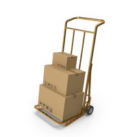 Gold Hand Truck With Boxes PNG & PSD Images