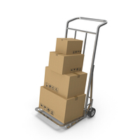 Silver Hand Truck With Boxes PNG & PSD Images