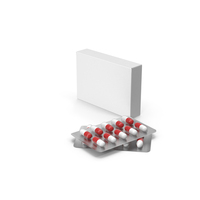 Medication Package and Red Capsule Pills PNG & PSD Images
