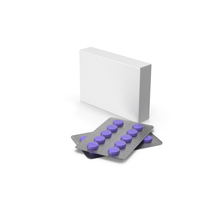 Medication Package and Purple Round Pills PNG & PSD Images