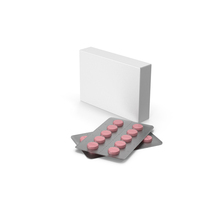 Medication Package and Pink Round Pills PNG & PSD Images
