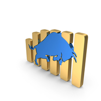 Metallic Bull With Growth Bars Stock Market Symbol PNG & PSD Images