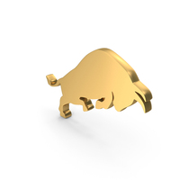 Metallic Gold Stock Market Bull Growth Icon PNG & PSD Images