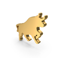 Metallic Gold Stock Market Bull Growth Icon PNG & PSD Images