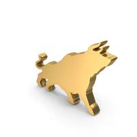 Metallic Gold Stock Market Bull Growth Icon PNG & PSD Images