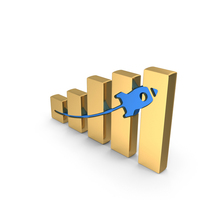 Metallic Gold Stock Market Growth Rocket Symbol PNG & PSD Images