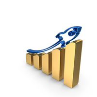 Metallic Gold Stock Market Growth Rocket Symbol PNG & PSD Images