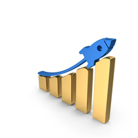 Metallic Gold Stock Market Growth Rocket Symbol PNG & PSD Images
