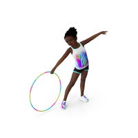 Black Child Girl With Hoop Pose PNG & PSD Images