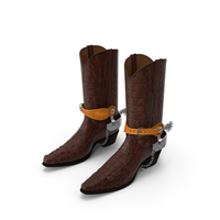 Crocodile Cowboy Boots With Spurs PNG & PSD Images