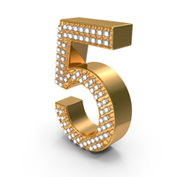 Gold With Diamonds Number 5 PNG & PSD Images