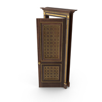 Open Chocolate Decorative Wooden Door 45 Degrees PNG & PSD Images