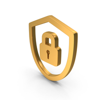 Gold Cyber Security Shield Icon PNG & PSD Images