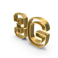 Gold Metallic 3G Outline Symbol PNG & PSD Images
