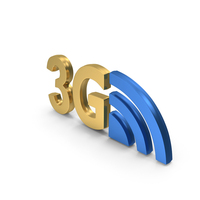 Gold & Blue Metallic 3G Network Signal Symbol PNG & PSD Images