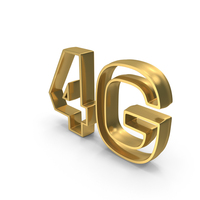 Gold Metallic 4G Outline Symbol PNG & PSD Images