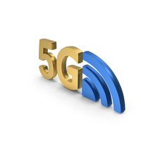 Gold & Blue Metallic 5G Network Signal Symbol PNG & PSD Images
