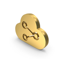 Gold Metallic Cloud Share Icon PNG & PSD Images