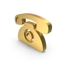Gold Metallic Telephone Symbol PNG & PSD Images