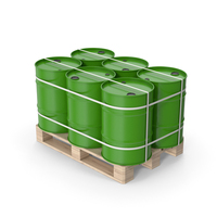 Green Barrels On Wooden Pallet PNG & PSD Images
