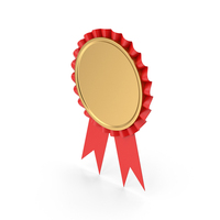 Gold Badge With Red Ribbon PNG & PSD Images