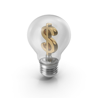 Gold Dollar Symbol In Light Bulb PNG & PSD Images