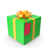 Green Plastic Cube Shaped Gift Box With Label PNG & PSD Images
