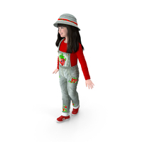Smiling Girl in Street Clothes Walking PNG & PSD Images