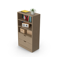 Brown Bookcase Cabinet Set PNG & PSD Images