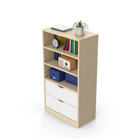 Beige Wooden Bookcase Cabinet Set PNG & PSD Images