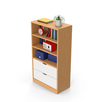 Wooden Bookcase Cabinet Set PNG & PSD Images